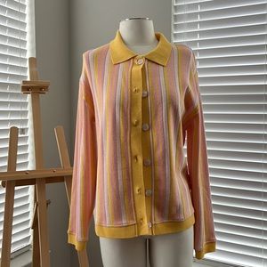 ADORABLE ZARA PINK  AND YELLOW STRIPED CARDIGAN